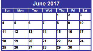 District School Academic Calendar for Dyess Elementary for June 2017