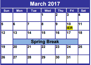 District School Academic Calendar for Dyess Elementary for March 2017