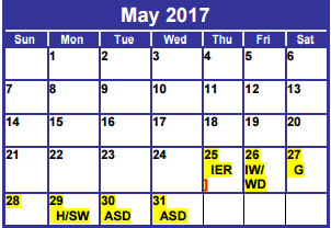 District School Academic Calendar for Dyess Elementary for May 2017