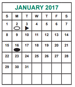 District School Academic Calendar for Albright Middle for January 2017