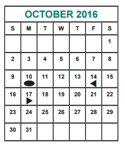 District School Academic Calendar for Best Elementary School for October 2016