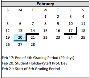 District School Academic Calendar for Fannin Middle for February 2017