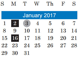 District School Academic Calendar for Mccallum High School for January 2017
