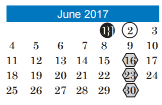 District School Academic Calendar for Allison Elementary for June 2017