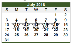 District School Academic Calendar for Dishman Elementary School for July 2016