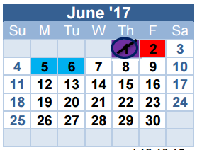 District School Academic Calendar for John D Spicer Elementary for June 2017