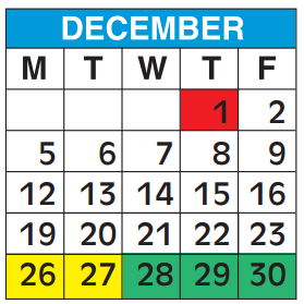 District School Academic Calendar for Broward County Superintendent's Office for December 2016