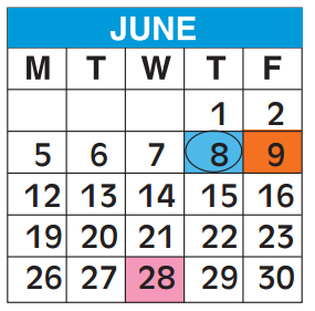 District School Academic Calendar for Broward County Superintendent's Office for June 2017