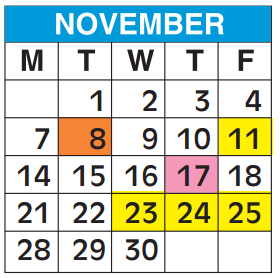 District School Academic Calendar for Broward County Superintendent's Office for November 2016