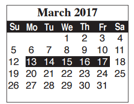 District School Academic Calendar for Egly Elementary for March 2017