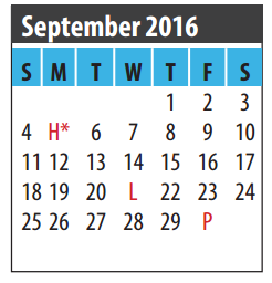 District School Academic Calendar for Creekside Intermediate for September 2016