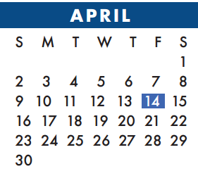 District School Academic Calendar for Kahla Middle School for April 2017