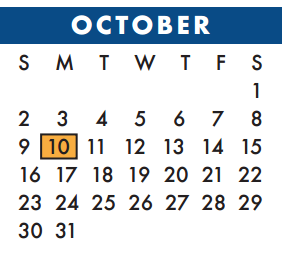 District School Academic Calendar for Kahla Middle School for October 2016
