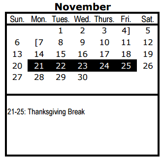 District School Academic Calendar for Gabe P Allen Elementary School for November 2016
