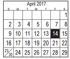 District School Academic Calendar for Bonnette Jr High for April 2017