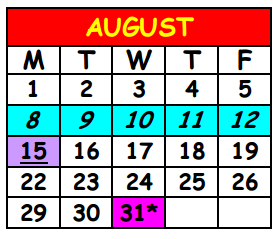District School Academic Calendar for Neptune Beach Elementary School for August 2016