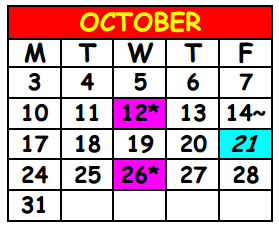 District School Academic Calendar for Woodland Acres Elementary School for October 2016