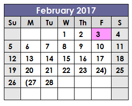District School Academic Calendar for J T Stevens Elementary for February 2017