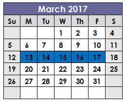 District School Academic Calendar for J T Stevens Elementary for March 2017
