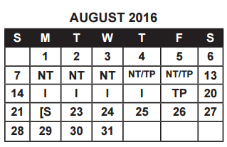 District School Academic Calendar for Ball High School for August 2016