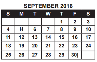 District School Academic Calendar for Ball High School for September 2016