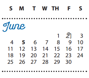 District School Academic Calendar for Toler Elementary for June 2017