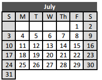 District School Academic Calendar for Parkview Elementary for July 2016
