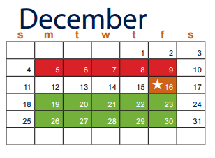 District School Academic Calendar for Ellison High School for December 2016