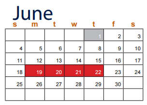 District School Academic Calendar for Ellison High School for June 2017