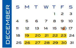 District School Academic Calendar for Navarro Middle for December 2016