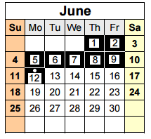 District School Academic Calendar for Westport Heights Elementary for June 2017
