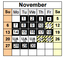 District School Academic Calendar for Westport Heights Elementary for November 2016