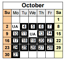 District School Academic Calendar for Westport Heights Elementary for October 2016