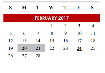 District School Academic Calendar for Manor Middle School for February 2017
