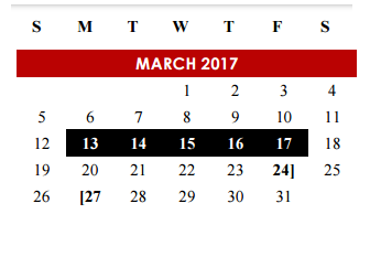 District School Academic Calendar for Manor Middle School for March 2017