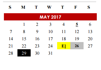 District School Academic Calendar for Manor Middle School for May 2017