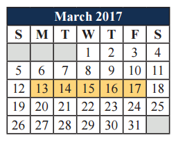 District School Academic Calendar for Alice Ponder Elementary for March 2017