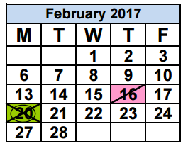 District School Academic Calendar for Glades Middle School for February 2017