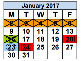 District School Academic Calendar for Glades Middle School for January 2017