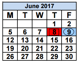 District School Academic Calendar for Glades Middle School for June 2017