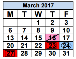 District School Academic Calendar for Glades Middle School for March 2017