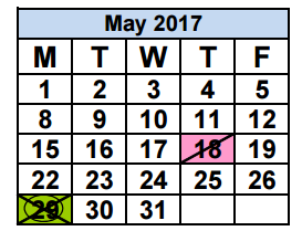 District School Academic Calendar for Glades Middle School for May 2017