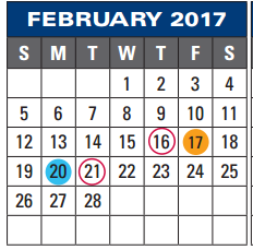 District School Academic Calendar for Thompson Intermediate for February 2017