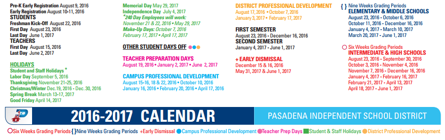 District School Academic Calendar Key for Thompson Intermediate