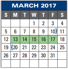 District School Academic Calendar for Thompson Intermediate for March 2017