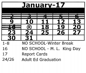 District School Academic Calendar for Fox Hollow Elementary School for January 2017