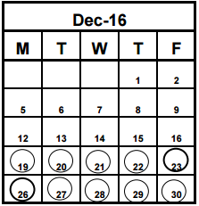 District School Academic Calendar for Palm Harbor Middle School for December 2016