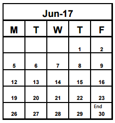 District School Academic Calendar for Palm Harbor Middle School for June 2017