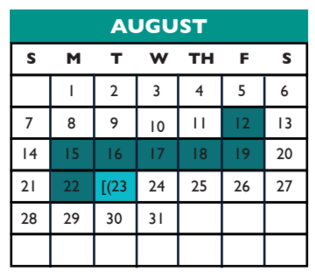 District School Academic Calendar for Cedar Valley Middle for August 2016