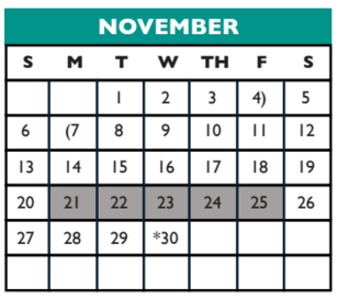 District School Academic Calendar for Cedar Valley Middle for November 2016